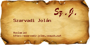 Szarvadi Jolán névjegykártya